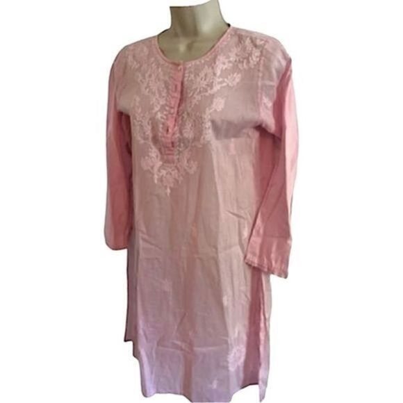 Graham Kandiah Pink Long Crisp Cotton Top. Size Small. - Picture 1 of 8